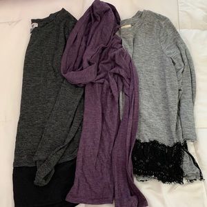 Bundle of 3 long sleeve tops, size S & M